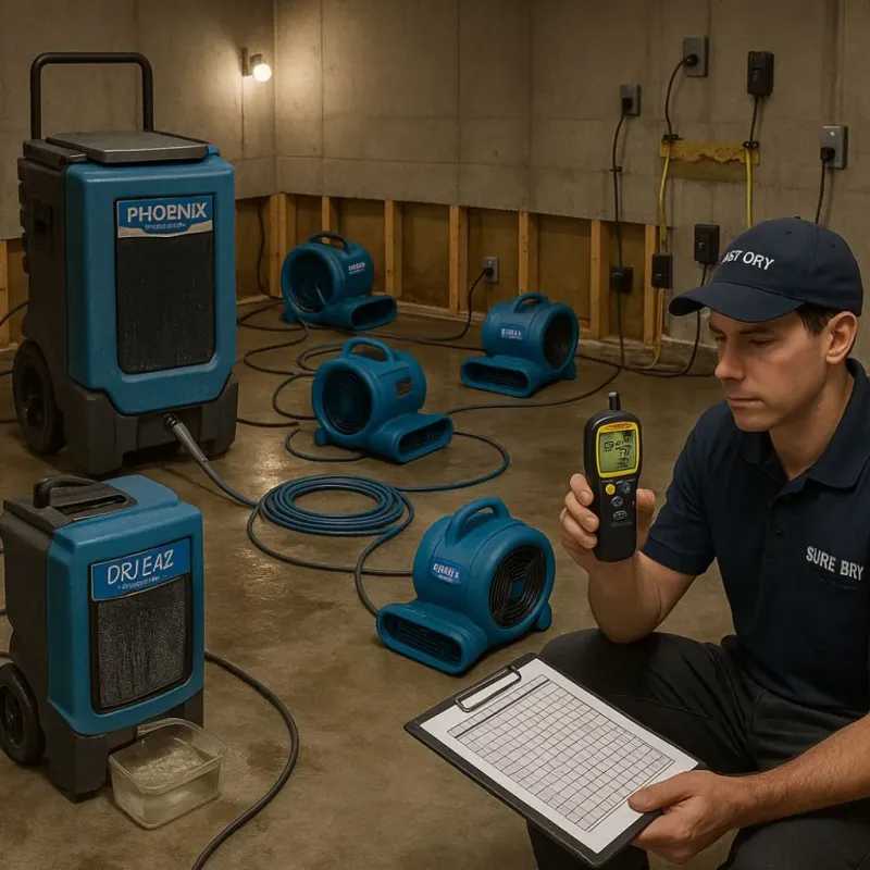 Structural Drying and Dehumidification process in Tierra Buena, CA